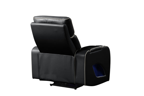 English Elm Fortuner Modern Upholstery Recliner Chair With Massage, Power Recline & Usb Ports - Sleek Black Comfort G150109103