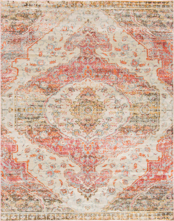Unique Loom Asheville Tanglewood Machine Made Medallion Rug Multi, Beige/Gold/Light Blue/Light Brown/Light Green/Orange/Salmon 8' 0" x 10' 0"