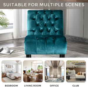 English Elm COOLMORE Velvet Armless Accent Chair with Solid Wood Frame, Curved Foam Seat for Stylish Comfort Teal W39550125