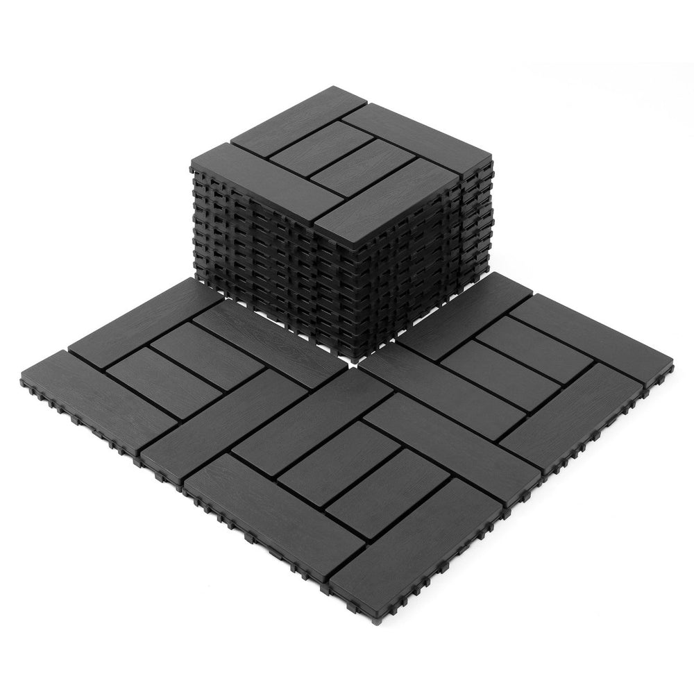 English Elm 12-inch Polypropylene Interlocking Floor Tiles for Patios Balconies and Wet Spaces 44 Pack W3022P251851