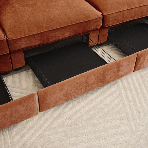 English Elm 3 Seater Sofa With Hidden Storage Drawers - Stylish Chenille Upholstery For Spacious Living Rooms W3041S00205