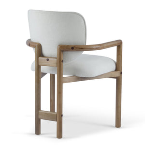 English Elm Christopher Knight Home® - Dining Upholstered Arm Chairs Set of 2 — Rubber Wood Frame, King Louis Backrest, Breathable Fabric Seats, 300 lb Capacity White N779P233060W