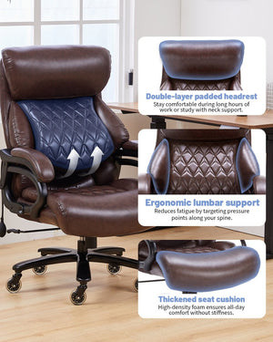 English Elm 500lbs Heavy Duty Executive Chair Wide Spring Seat Ergonomic High Back Home Office W5201P418278