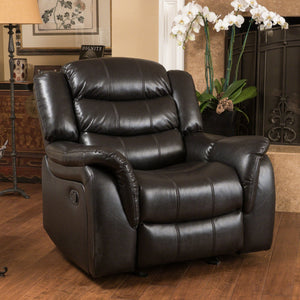English Elm Christopher Knight Home® - Classic Design Recliner Black Berry PU Upholstery Glider Recliner Spacious Soft Seat Durable Frame Comfort N763P215170B