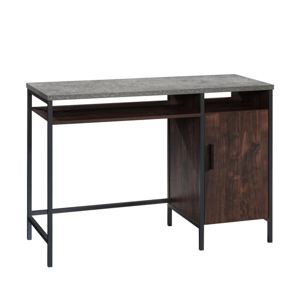 English Elm Desk, Engineered Wood Home Office Desk with Large Work Surface, Cubbyhole & Adjustable Shelf, Compact Durable Design, Easy Assembly, Qi-Ready Dark Walnut B356P354443