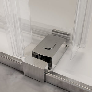 English Elm 56-60 in Frameless Bypass Tub Door Soft Close Tempered Glass Brushed Nickel Finish W1920P223237