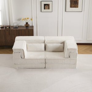 English Elm Compression Modular Sofa Bed - Versatile No Assembly Floor Couch With Soft Circle Fleece Fabric W3723P377147