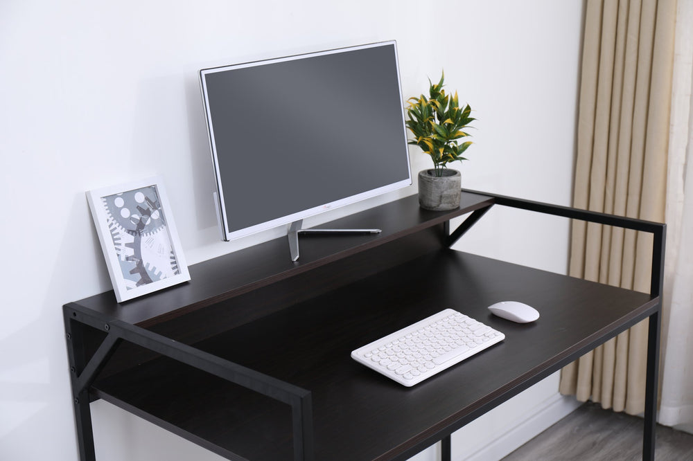 English Elm Black Narrow Console Table 44" Modern Slim Entryway Sofa Table Rustic Woodgrain Metal Frame, Sturdy B205P241920