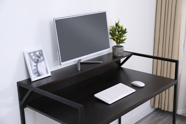 English Elm Black Narrow Console Table 44" Modern Slim Entryway Sofa Table Rustic Woodgrain Metal Frame, Sturdy B205P241920