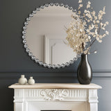 Madison Park Signature Marlowe Modern/Contemporary 36" Large Decorative Round Wall Mirror with Beaded Metal Frame MPS160-339 Silver