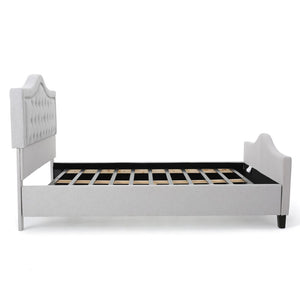 English Elm Upholstered Queen Platform Bed Arched Nailhead Tufted Frame No Box Spring Needed N761S6054002E