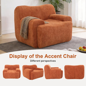 English Elm Wide Chenille Accent Chair Oversized Cozy Seat for Bedroom Living or Studio Spaces Orange W5385P433251
