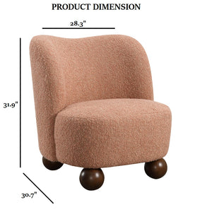 English Elm 1Pc Pink Accent Chair With Curved Back, Plush Boucle Upholstery & Ball Feet For Modern Living Spaces B2741P401988