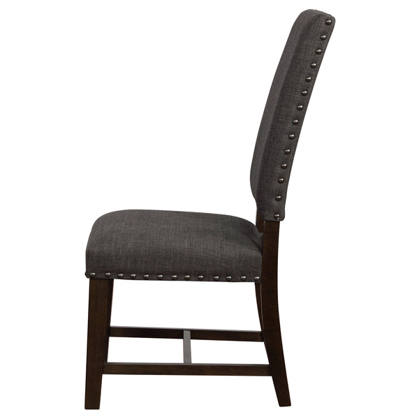 English Elm 2pc Parsons Dining Chairs Set Upholstered Armless Side Chairs with Nailhead Trim and Smoke Legs Warm Grey 44.1 L x 20.48 W x 18.71 H B011P311401