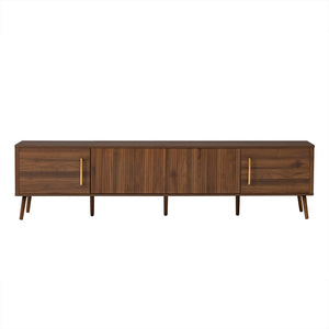 English Elm 78 Inch Walnut Entertainment Center Fluted Doors Solid Wood Legs for Living Room N710P372559P