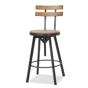 English Elm Christopher Knight Home® - METAL Rustic Barstool with Fir Wood Seat & Backrest, Adjustable 39–45" Height, Black Silver Frame 59330.00