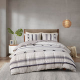 INK+IVY Cody BOHO 3 Piece Cotton Duvet Cover Set II12-1263 Gray/Navy