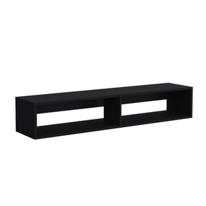 English Elm Warrior 59" Floating TV Stand with Two Open Shelves, Cable Management, Sturdy Wall-Mounted Design Black 65 L x 18 W x 3.6 H B200P240262