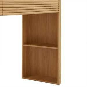 English Elm [video] Retro Fluted Console Table with 3 Drawers Open Niche Mid-century Entryway Natural N759P283616N