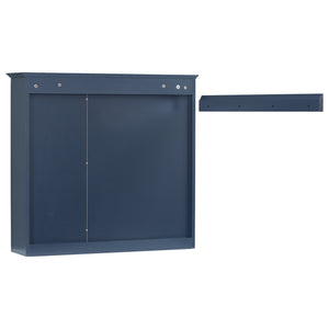 English Elm 30'' Modern Medicine Cabinet Wall Mirror with Hidden Storage and Adjustable Open Shelves for Bath Blue WF318452AAC