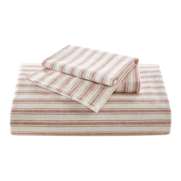 English Elm 3 Pcs King Duvet Set In Terracotta - Soft Yarn-Dyed Fabric For Cozy, Earthy Elegance In Any Bedroom B035P319226