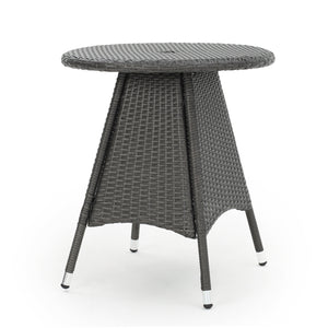 English Elm Christopher Knight Home® - CORSICA Grey Rattan Bistro Table – Weather-Resistant Resin Wicker, Metal Frame, Space-Saving Patio Piece 56313.00GRY