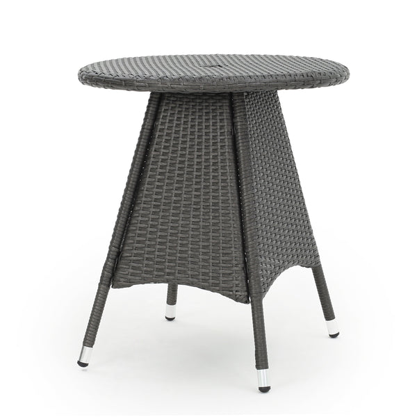 English Elm Christopher Knight Home® - CORSICA Grey Rattan Bistro Table – Weather-Resistant Resin Wicker, Metal Frame, Space-Saving Patio Piece 56313.00GRY