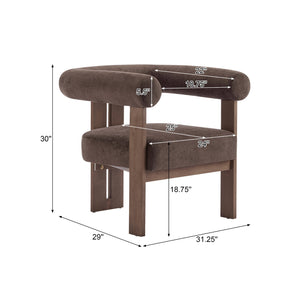 English Elm Christopher Knight Home® - Modern Upholstered Round Arm Accent Chair with Velvet Finish, Elegant Curved Back and Three Legs Design Dark Brown,Walnut 30.5 L x 29 W x 14.5 H N776P216194D