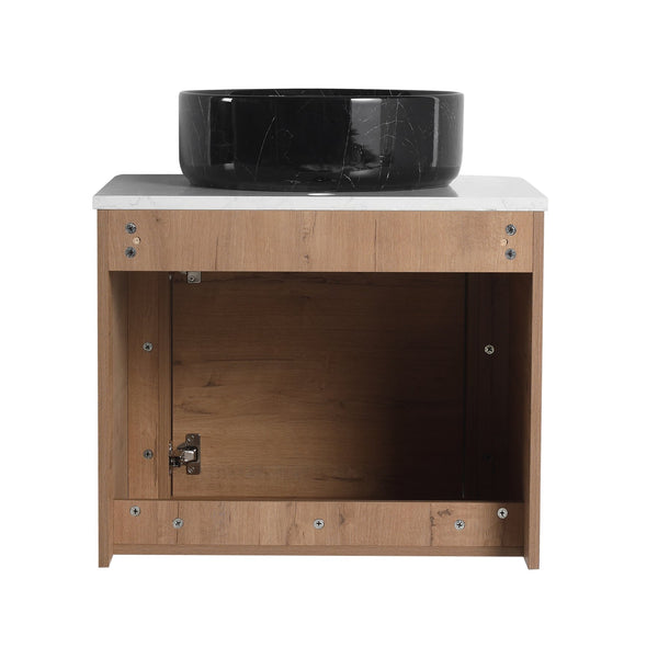 English Elm 24'' Wall-Mounted Bathroom Vanity With Ceramic Sink, Soft-Close Door & Space-Saving Design For Style W999S00396