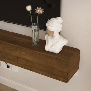 English Elm Floating Wall Mounted Tv Console with Led Ambient Lighting for Modern Living Rooms W1321P450664