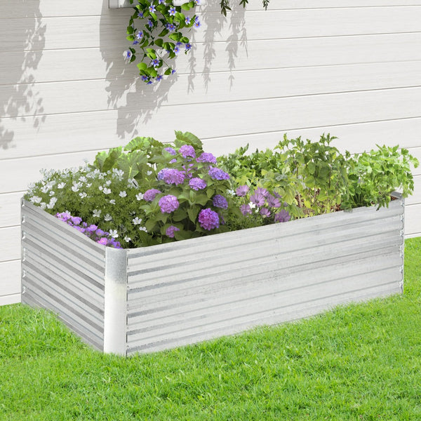 English Elm Outsunny Tall Galvanized Steel Raised Garden Bed with Reinforced Walls for Deep Root Growth W2225P200598