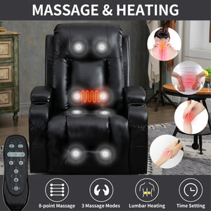 English Elm Infinite Power Lift Recliner with Massage Heat Usb Port and Cup Holders for Elderly W1803S00056