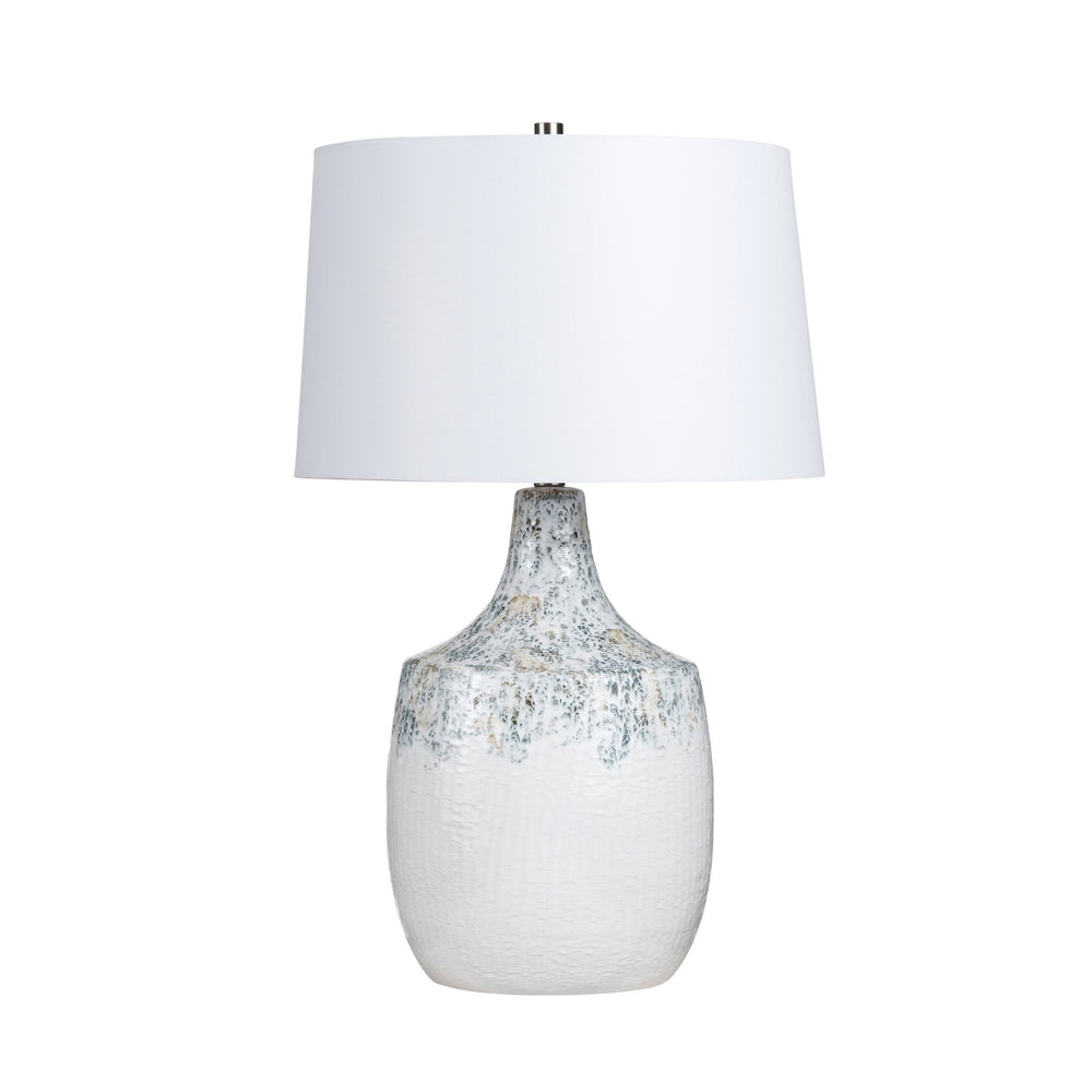 Crestview Collection 28.75"H Elegant Ceramic Table Lamp With Textured Blue Glaze And Classic Linen Shade For Any Room   Cvap3143