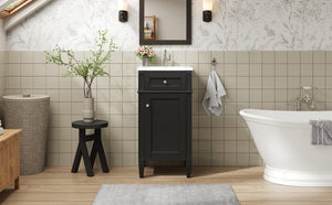 English Elm 16-inch French Style Freestanding Vanity Set with Ceramic Sink and Soft Close Cabinet Black N710P405388B