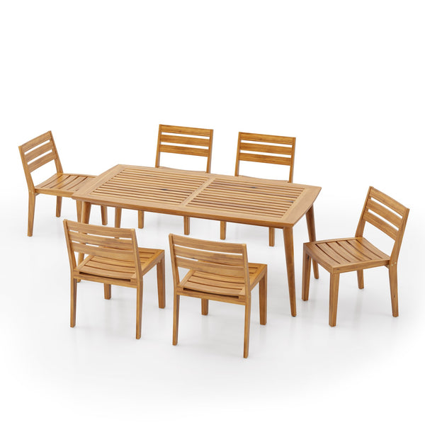 English Elm Christopher Knight Home® - Outdoor 7-Piece Rustic Acacia Wood Dining Set For Elegant Patio Meals & Entertaining Gatherings N773P198003T6_59329.00