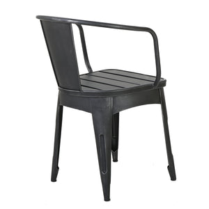 English Elm Christopher Knight Home® - COLMAR 3-Piece Metal Bistro Set for Patio — Weather-Resistant Iron Table & Stackable Armchairs, Slatted Design Black+Silver 56558.00BSVR