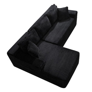 English Elm 94.5" Jumbo Corduroy Cloud Sectional Deep Seat L-shape Couch for Living Rooms W5515P479893