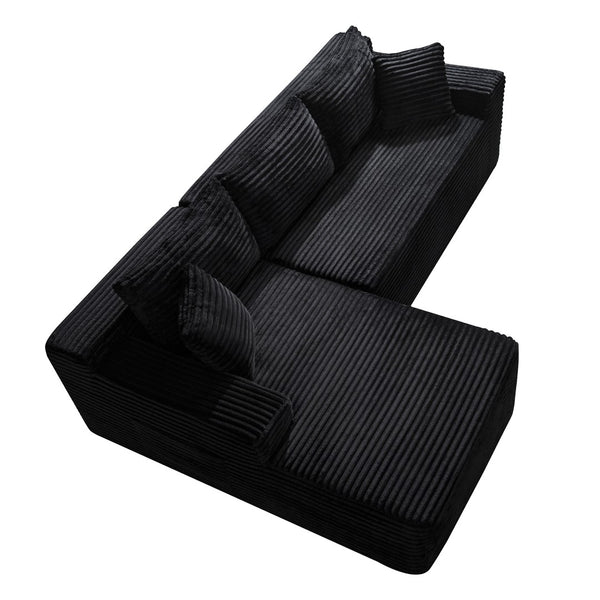 English Elm 94.5" Jumbo Corduroy Cloud Sectional Deep Seat L-shape Couch for Living Rooms W5515P479893