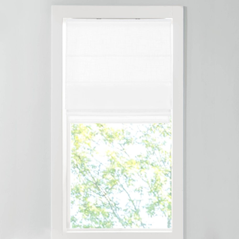 English Elm 1-piece Cordless Linen Blend Roman Shade Light Filtering Flat Fold Window Panel B035P408393