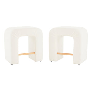 English Elm Christopher Knight Home® - 24'' Boucle stool with inverted U design, cozy loop-pile seating, durable rubberwood footrest, modern set of 2 White N780P187017K