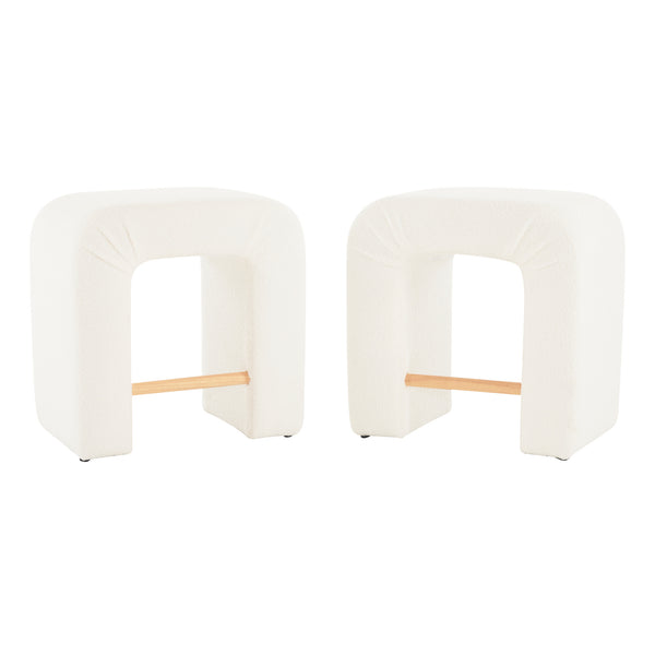 English Elm Christopher Knight Home® - 24'' Boucle stool with inverted U design, cozy loop-pile seating, durable rubberwood footrest, modern set of 2 White N780P187017K