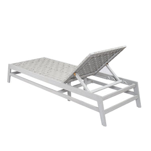 English Elm Christopher Knight Home® - Outdoor Rope Chaise Lounge with Acacia Wood Frame and Adjustable 4-Position Recline for Patio Comfort Grey,LIGHT GREY 84.84 L x 29.13 W x 5.78 H N776P288556G