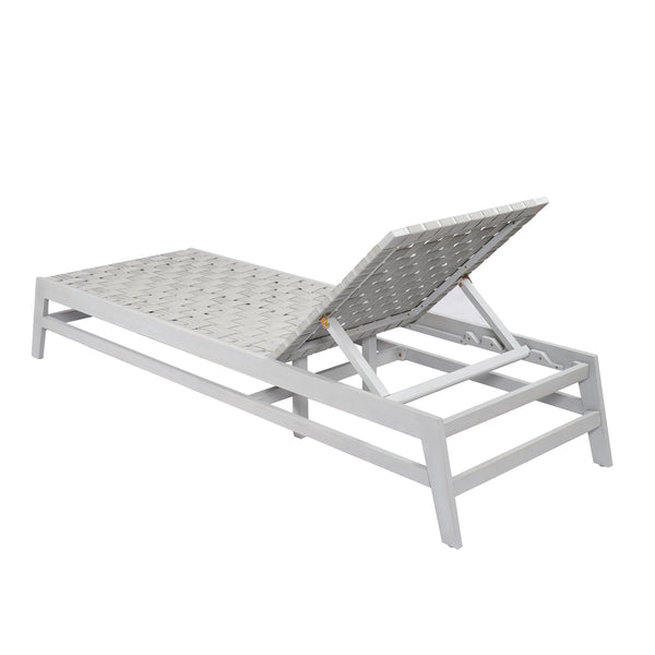 English Elm Christopher Knight Home® - Outdoor Rope Chaise Lounge with Acacia Wood Frame and Adjustable 4-Position Recline for Patio Comfort Grey,LIGHT GREY 84.84 L x 29.13 W x 5.78 H N776P288556G