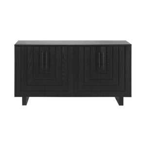 English Elm Christopher Knight Home® - Modern Sideboard 59" Black Storage Cabinet With 4 Doors, Metal Handles - Scandinavian Style Elegance N780P352310B
