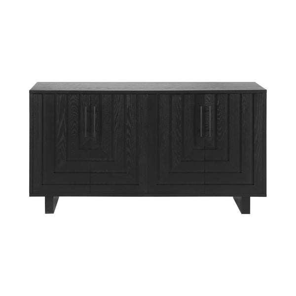 English Elm Christopher Knight Home® - Modern Sideboard 59" Black Storage Cabinet With 4 Doors, Metal Handles - Scandinavian Style Elegance N780P352310B