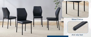 English Elm Luxury Black Dining Chairs Set Of 6 - Modern Ergonomic Pu Upholstered Chairs With Metal Legs W1151P282702