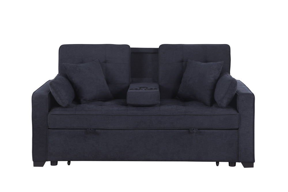 English Elm Cody 70"W Convertible Sleeper Loveseat With Console, Usb Ports & Cup Holders For Small Spaces B061S00849