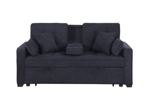 English Elm Cody Woven Fabric Sleeper Loveseat with Charging Console and Pocket Coil Support B061S00958
