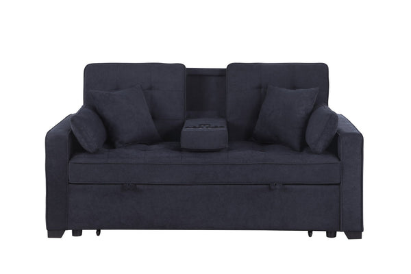 English Elm Cody Woven Fabric Sleeper Loveseat with Charging Console and Pocket Coil Support B061S00958