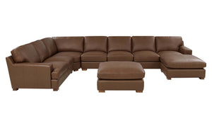 English Elm Leather Match Modular Sectional Sofa Top Grain Upholstered L Shaped Living Room Dark Brown B2748S00029